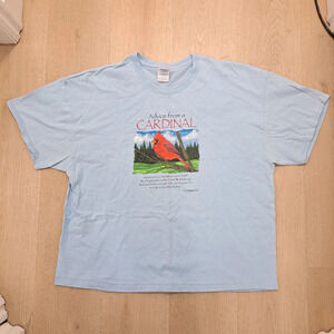 Blue Cotton Red Cardinal Bird Poem Inspiration Quote‎ Short Sleeve T-Shirt Sz XL